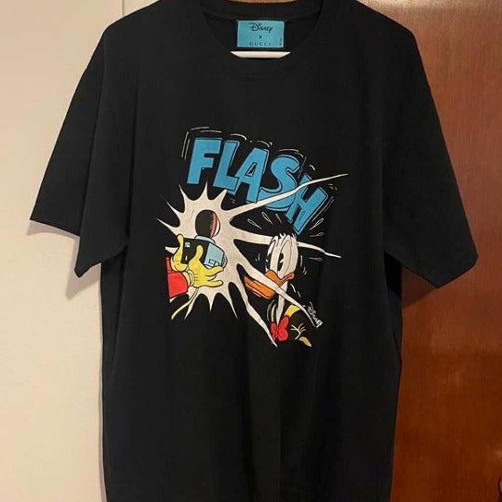 GUCCI X DISNEY Donald Duck Crew Neck Black T-Shirt